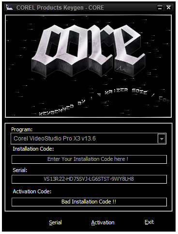 会声会影x3序列号和激活码生成器