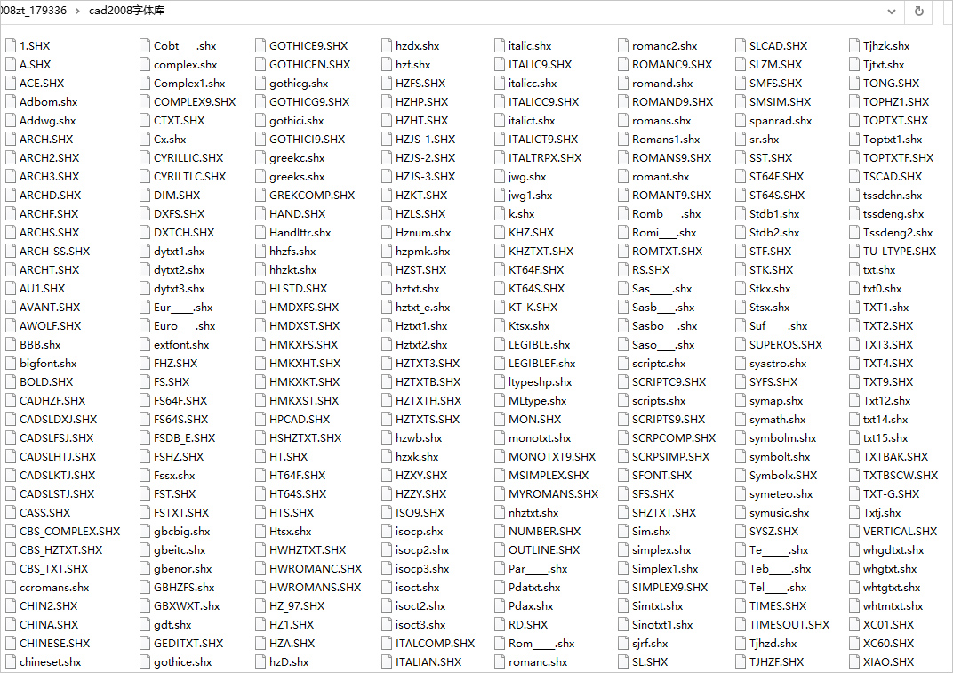 autocad2008字体库